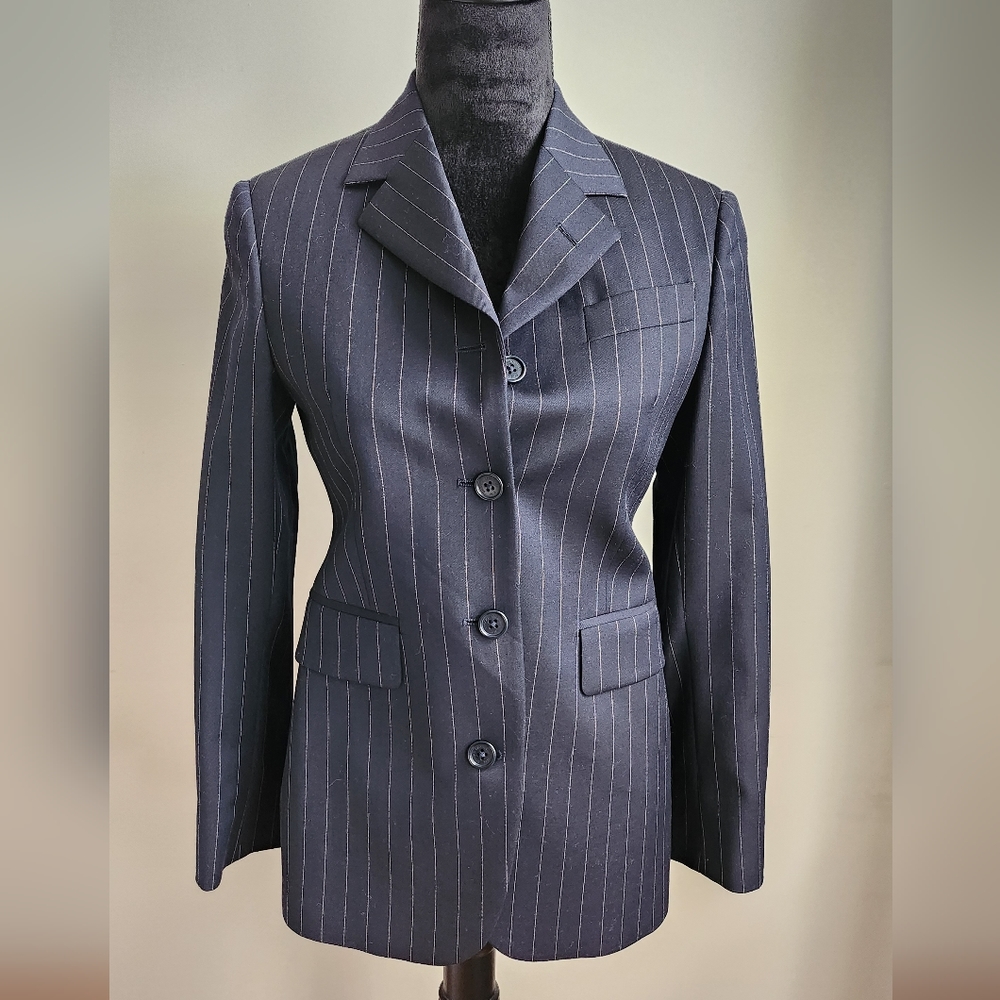 Brooks Brothers Gray Striped Wool Blazer 0P